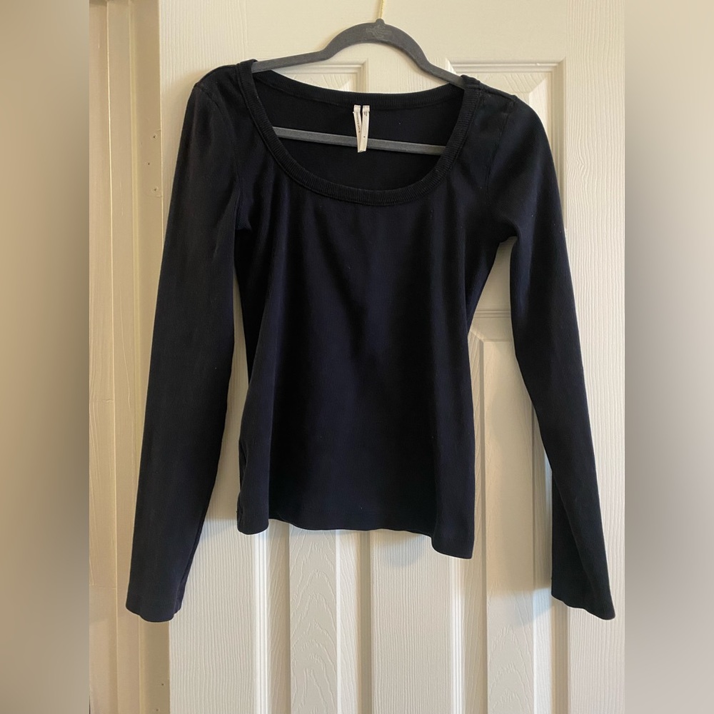 Anthropologie ribbed square neck long sleeve